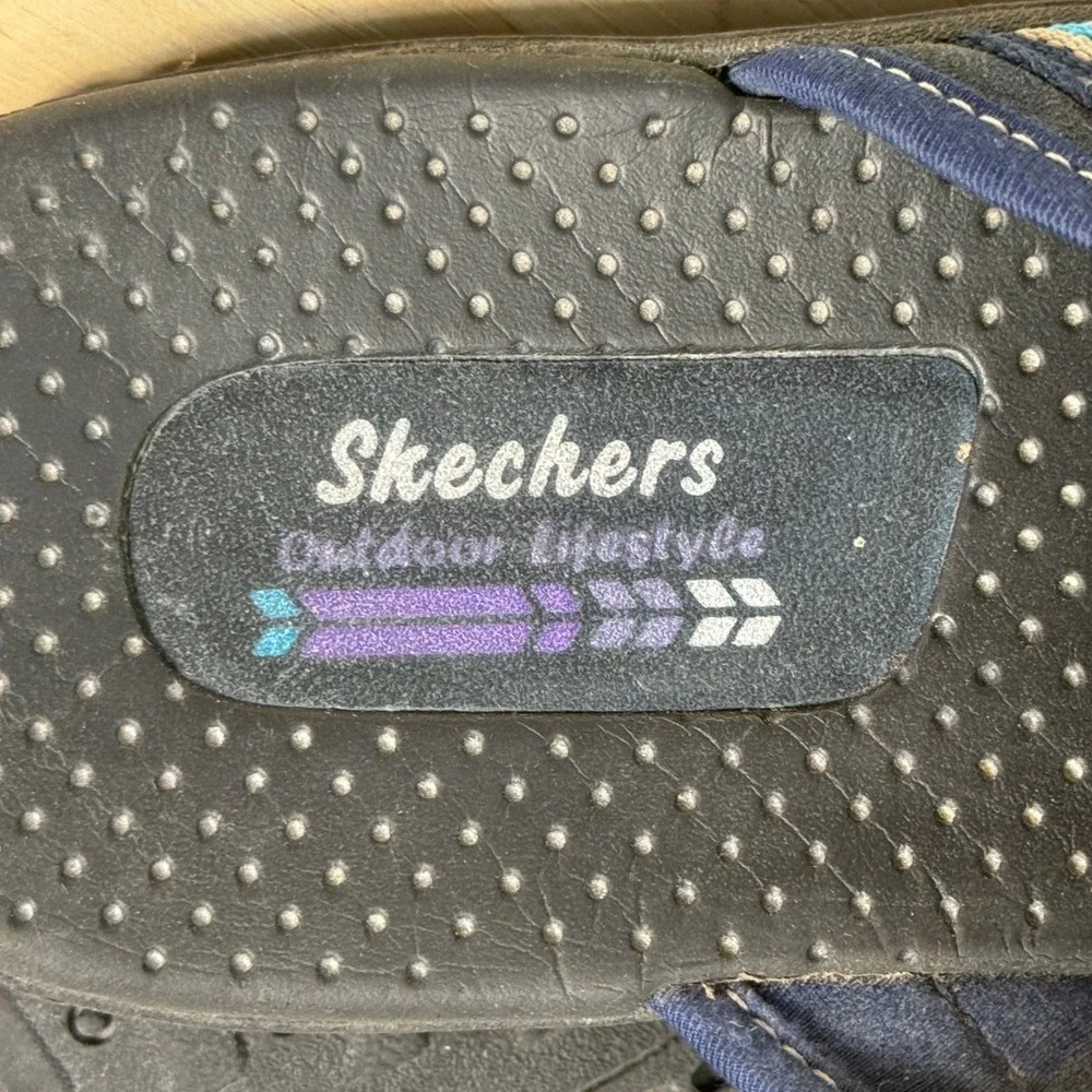 Skechers Outdoor Lifestyle Womens Navy Blue Strappy Thong Sandals Size 10